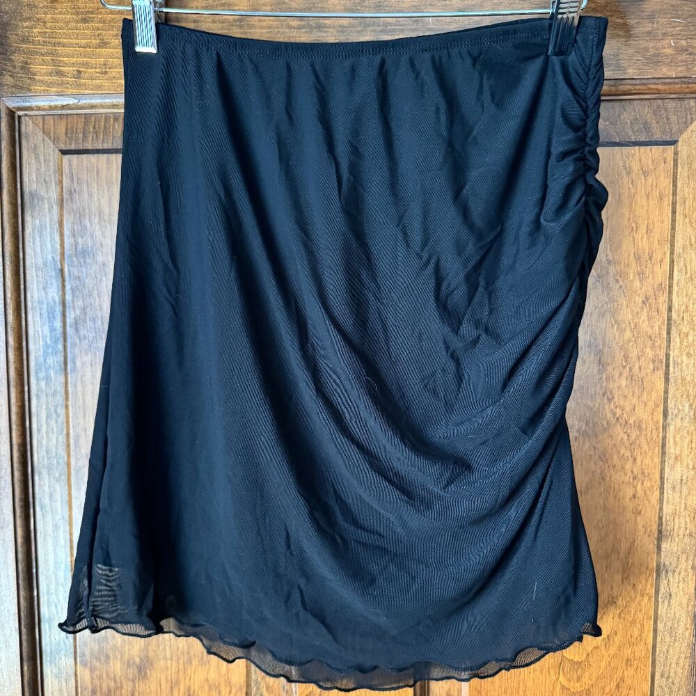 Shein Black Slip Skirt w/Shirred Left Side Large (US 8/10)